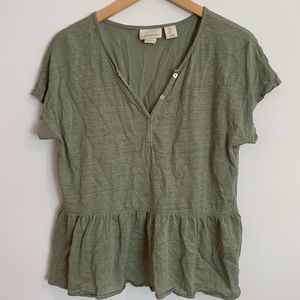 Cynthia Rowley Linen Babydoll Peplum Top